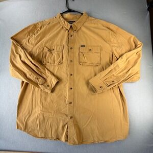 Gander Mountain Guide Series Canvas Button Down Shirt 3XLT Yellow Hiking Utility